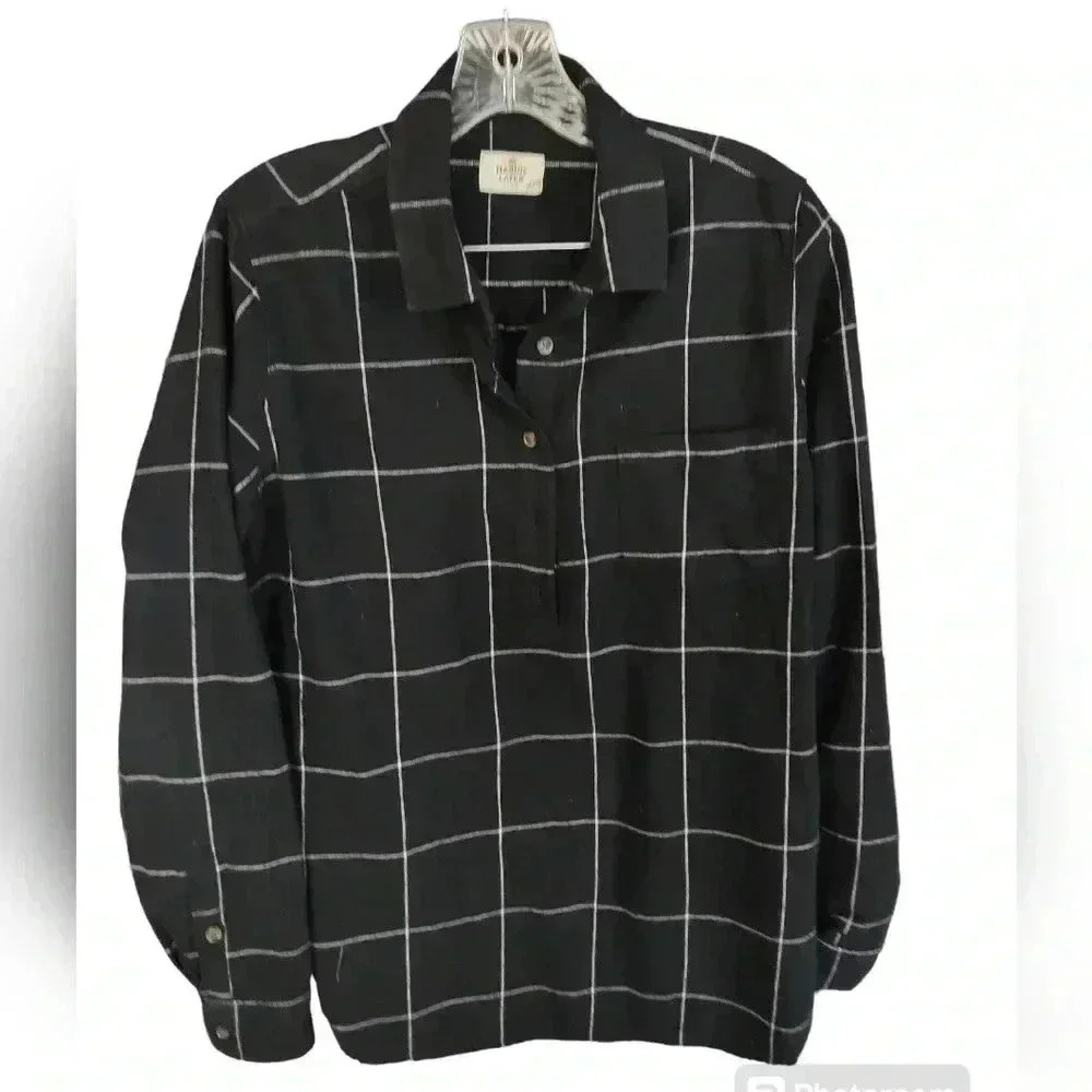 Marine Layer Flannel 1/2 Button Pullover Top - image 3